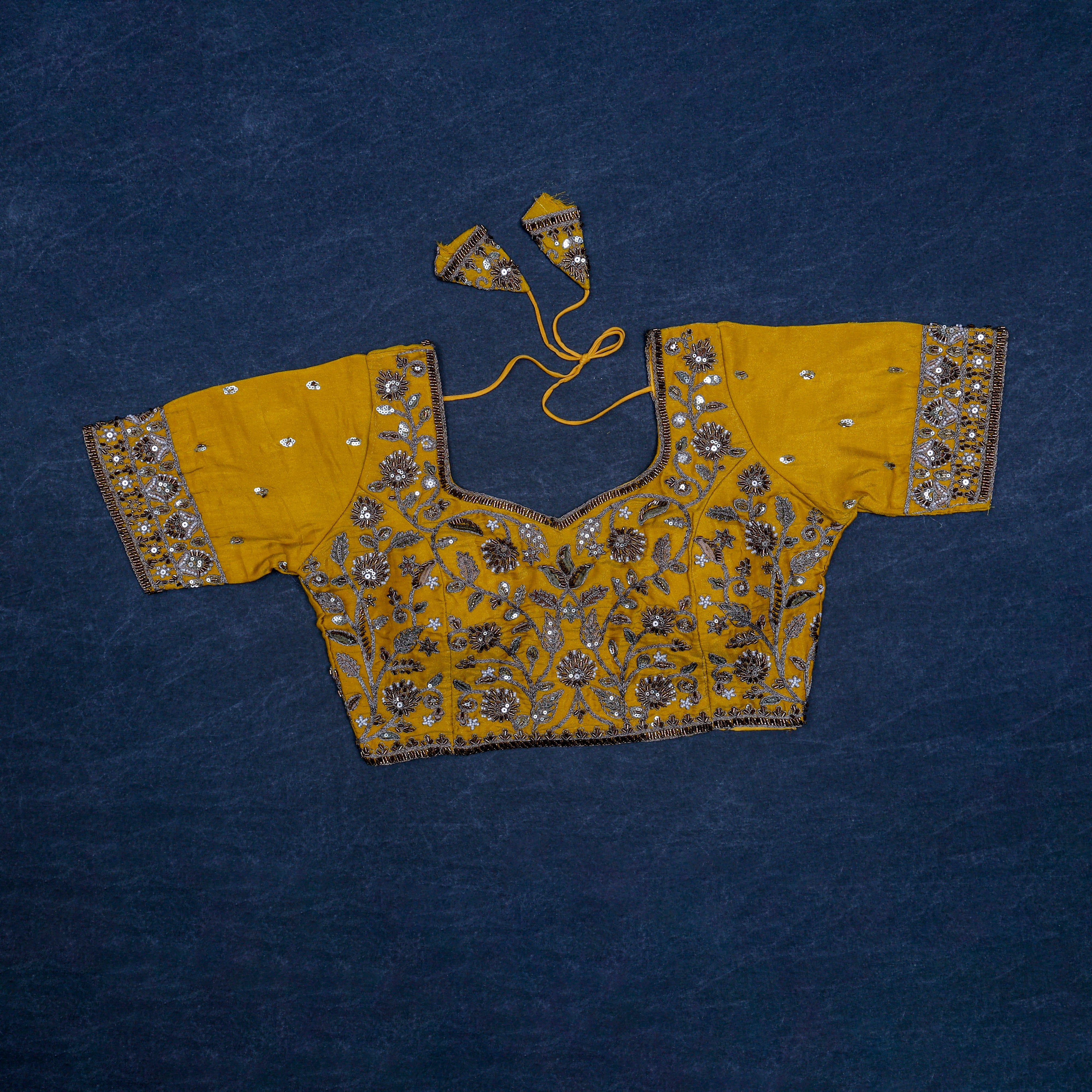 Chic Cosmos Silk Blouse with Notched Neck