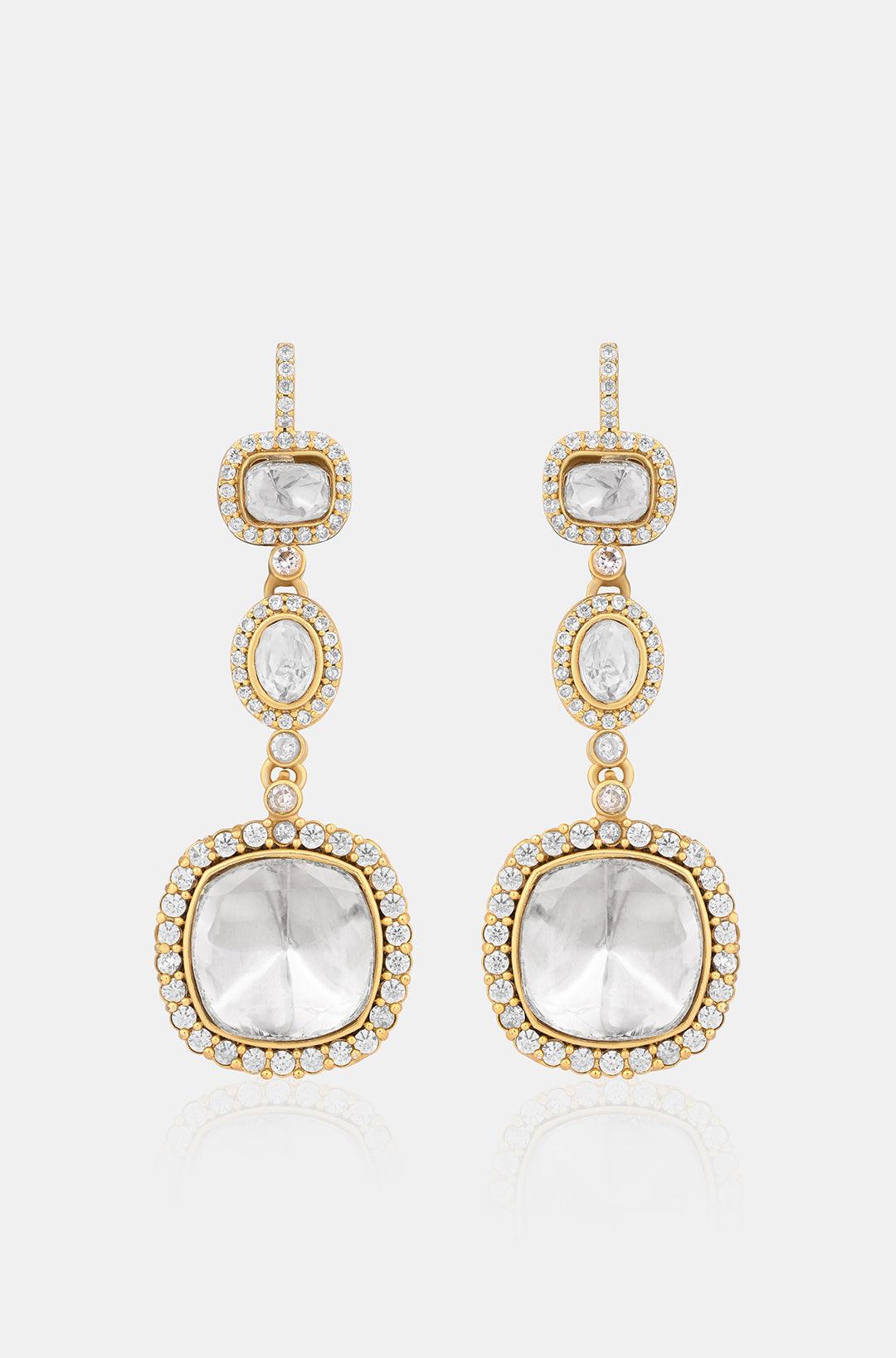 CZ Polki Sparkle Earrings - Dyulokha