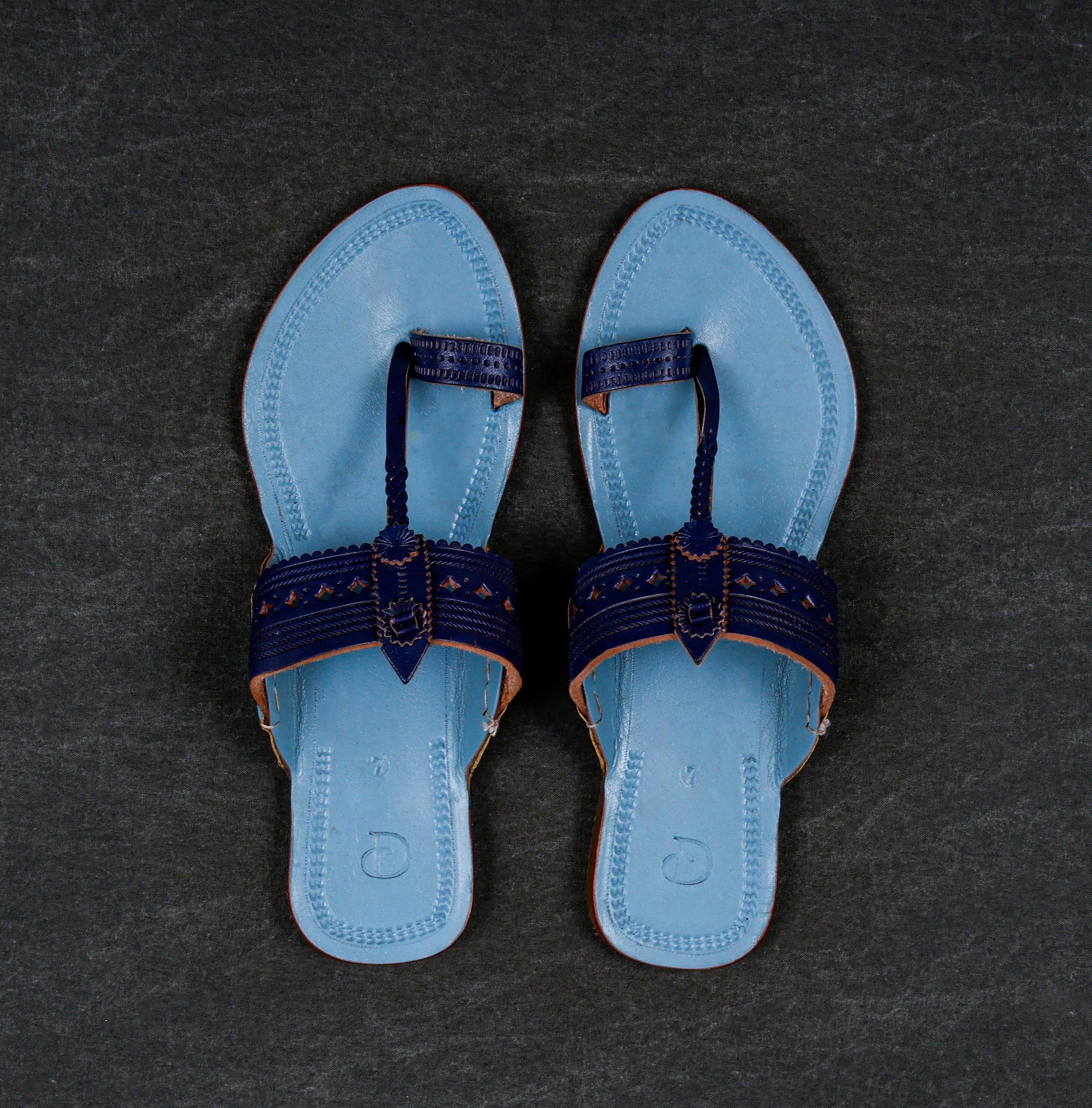 Sky Blue Handcrafted Kolhapuri Sandals