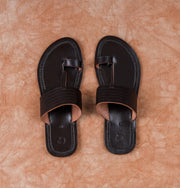 Dark Brown Leather Open Toe Kolhapuri Sandals