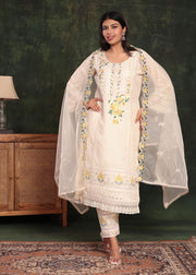Multicolor Embroidered Cotton Kurta Set