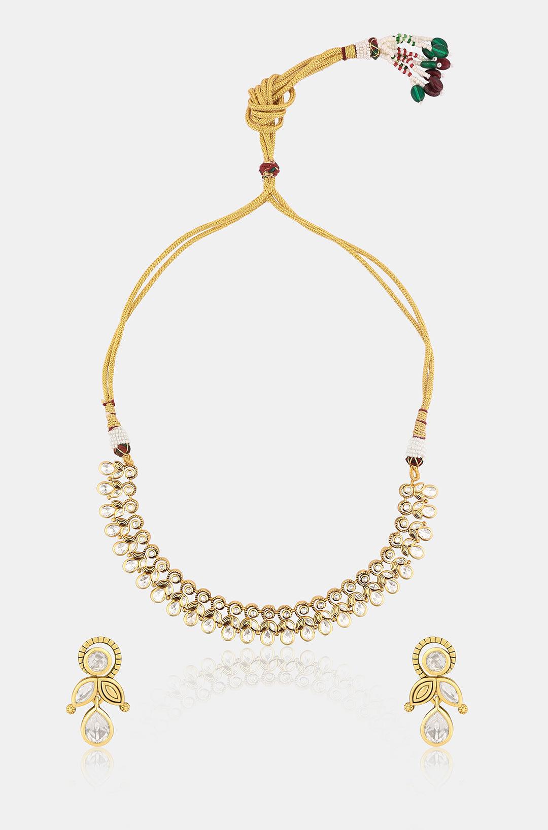 Golden Opulence Kundan Necklace Set - Dyulokha