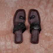Brown Open Toe Artisan Ethnic Flats