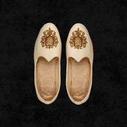 Cream Almond Shape Rexine Ethnic Loafers