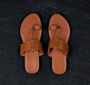 Tan Handcrafted Leather Kolhapuri Sandals