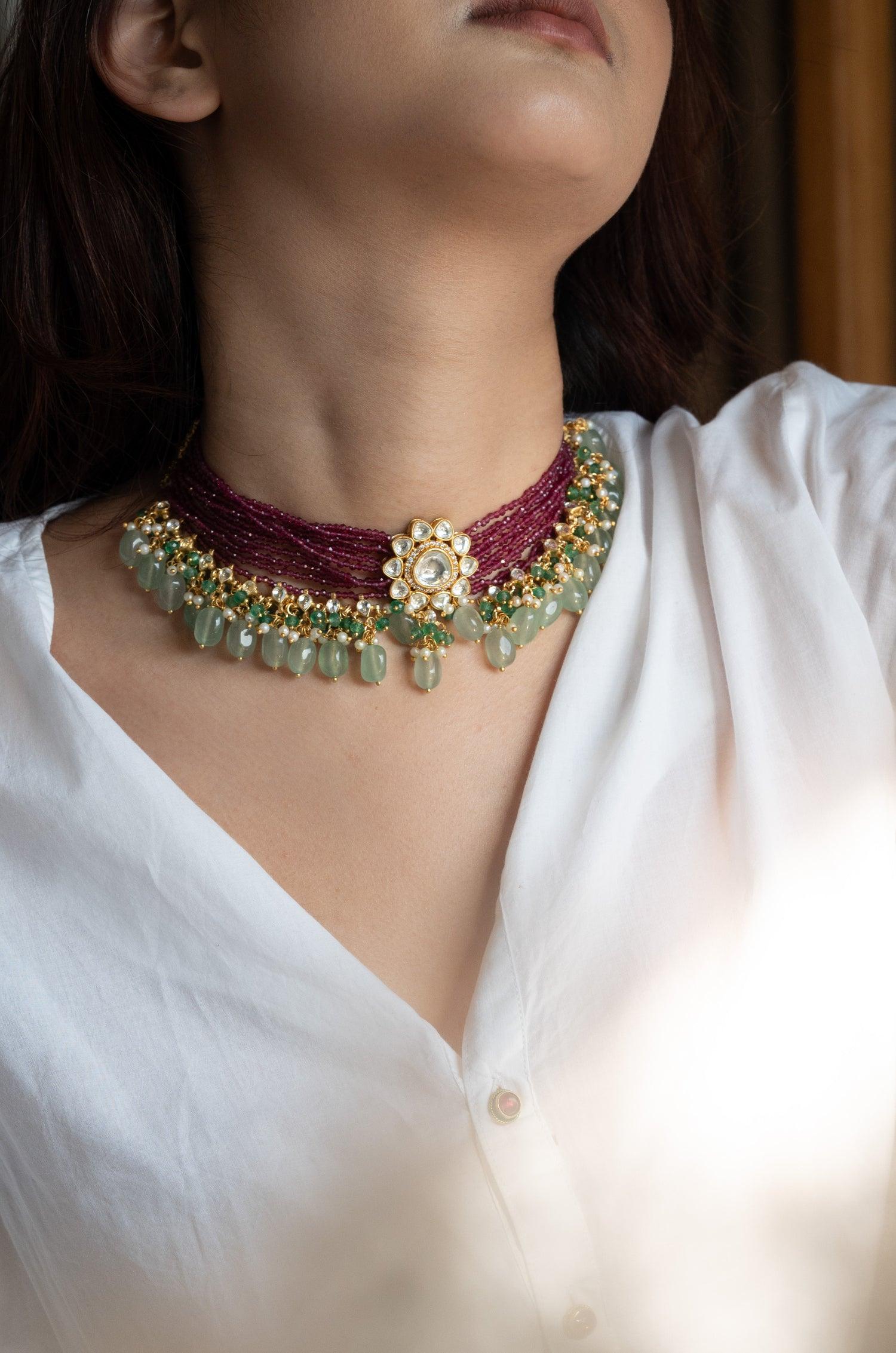 Pretty in Pink Polki Necklace - Dyulokha