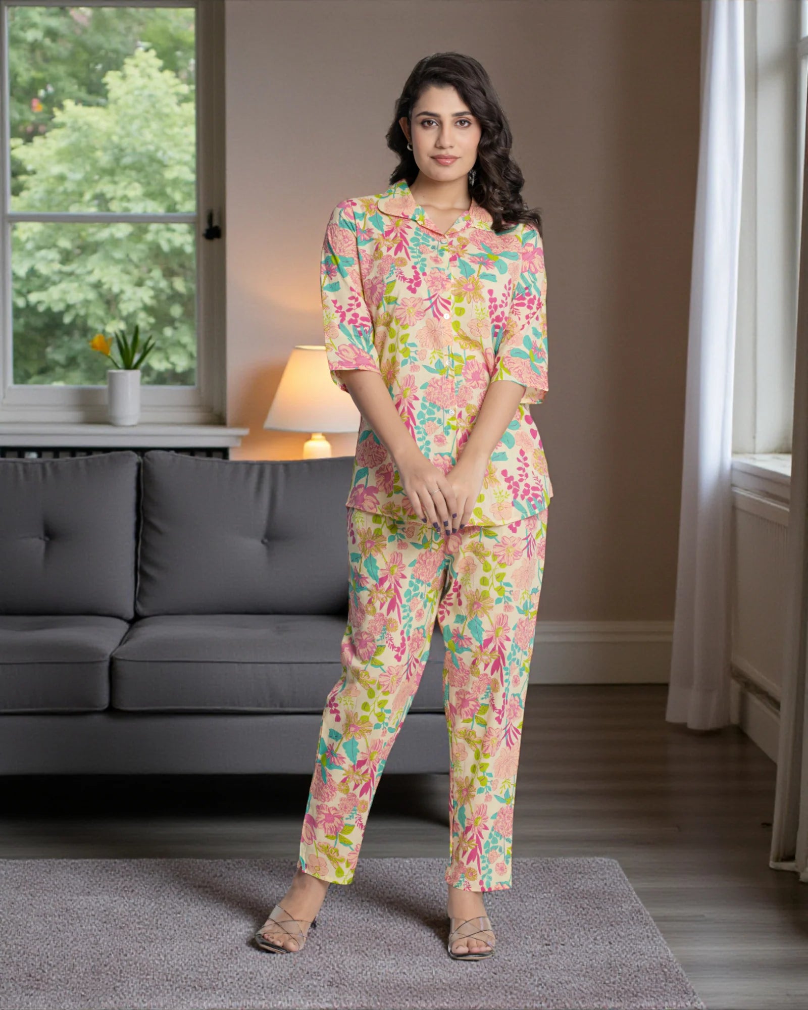 Floral Printed Cotton Cord Co-Ord Set