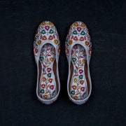 White Handcrafted Almond Shape Jutti