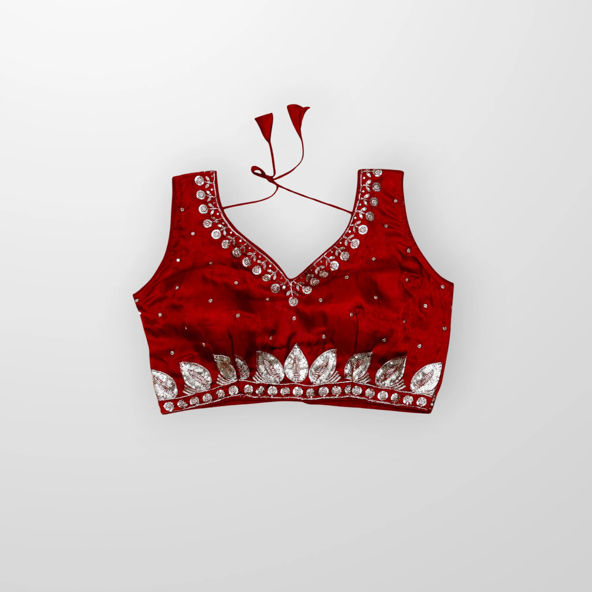 Silk Sequined Zari Leaf Embroidered Blouse
