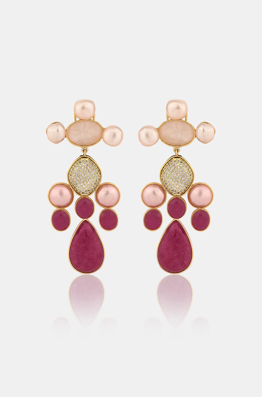 Vintage Glamour Ruby Earrings - Dyulokha