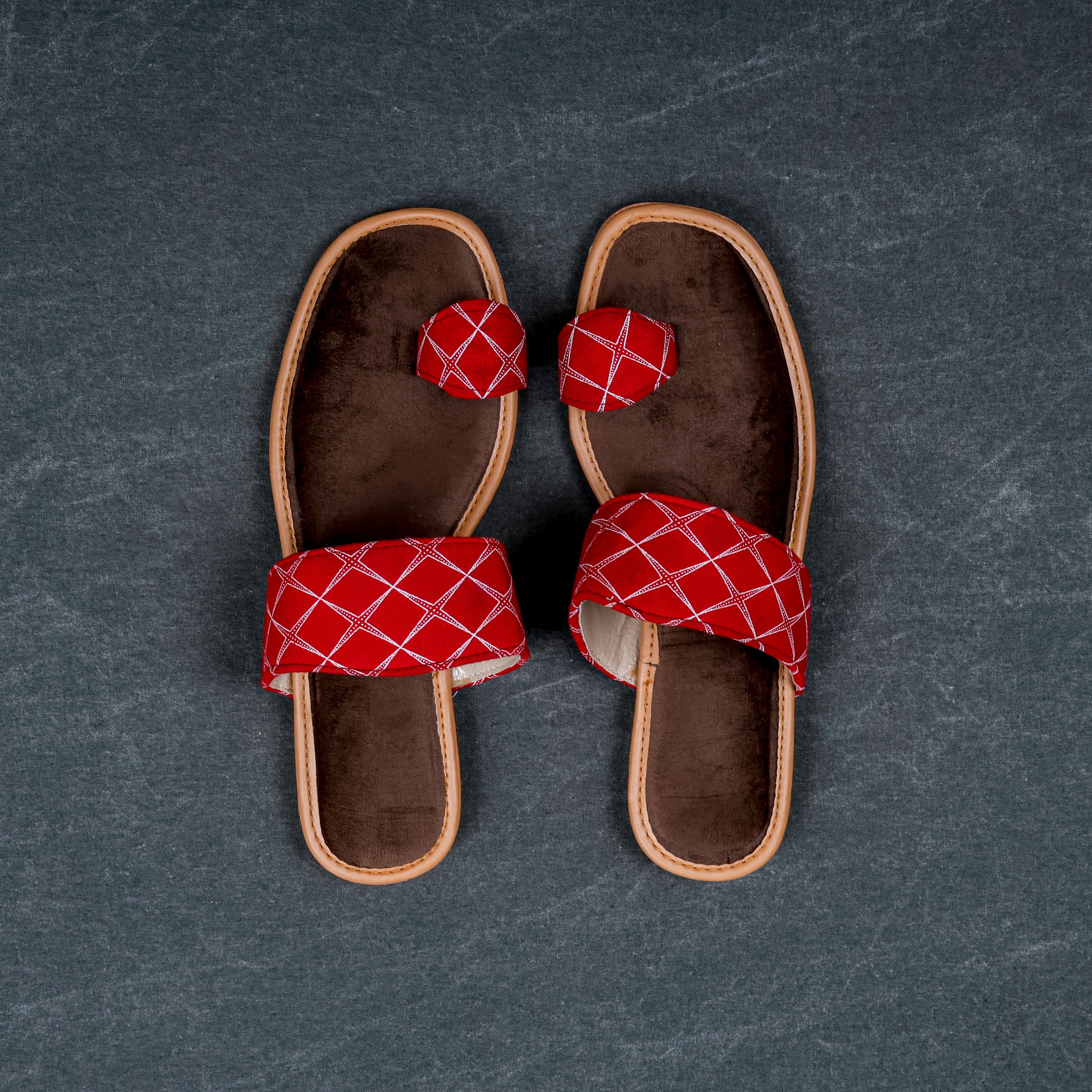 Red Textured Artisan Ethnic Flats