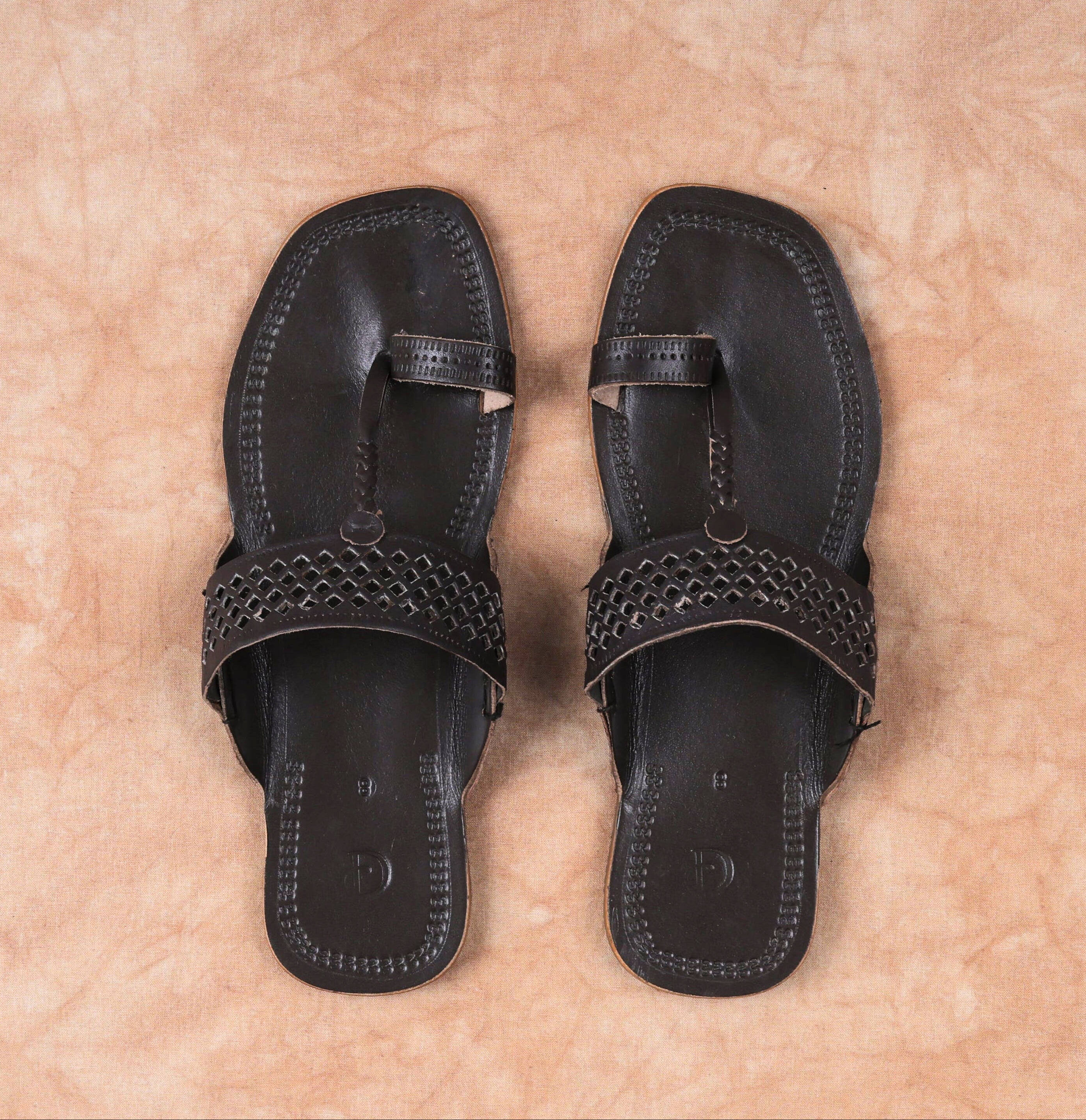 Dark Brown Open Toe Kolhapuri Sandals
