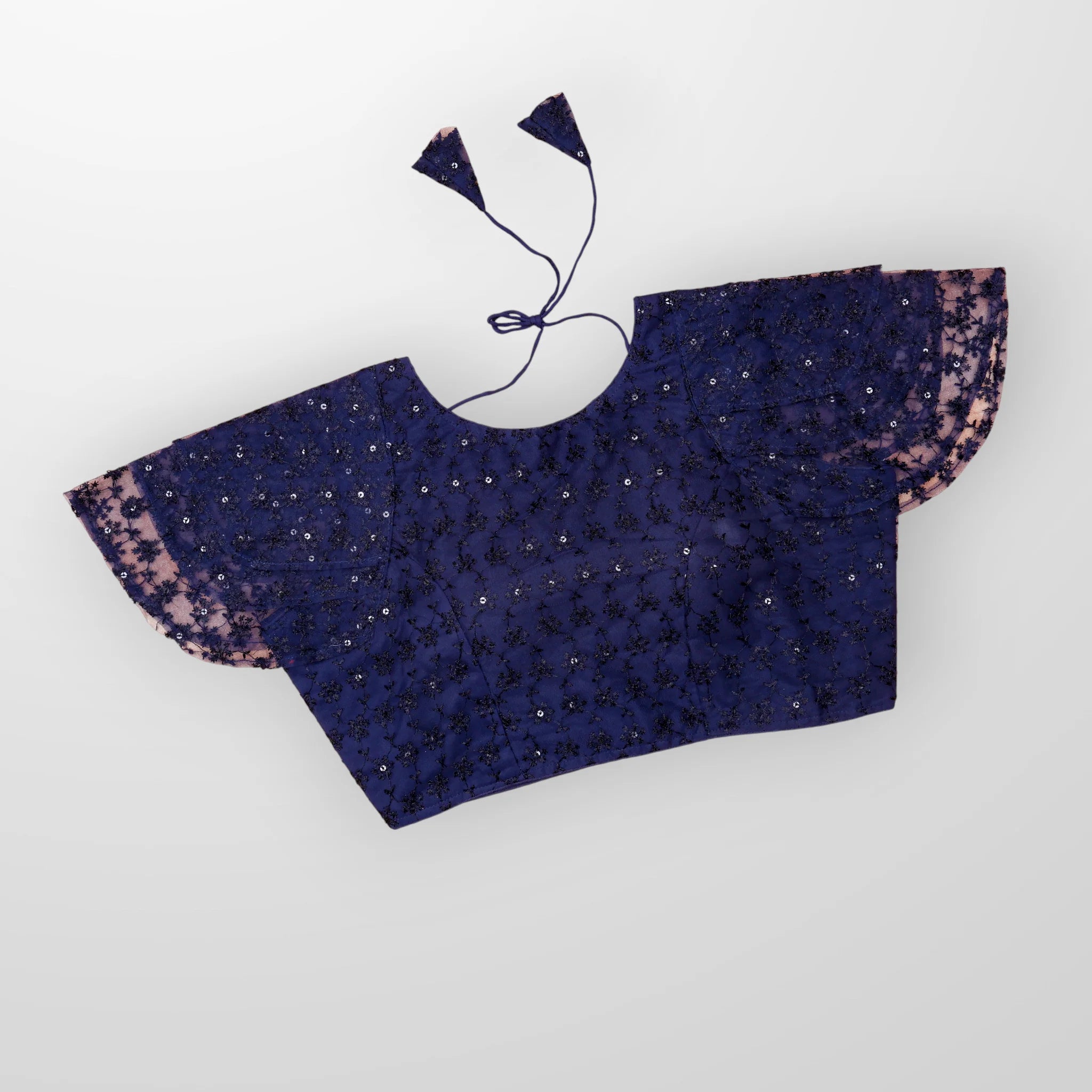 Embroidered Ruffle Sleeve Cotton Readymade Blouse