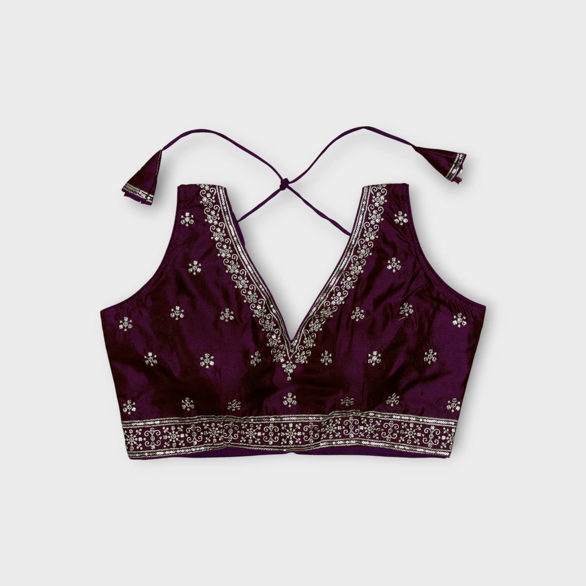 Unveil Charm Phantom Silk V Neck Blouse