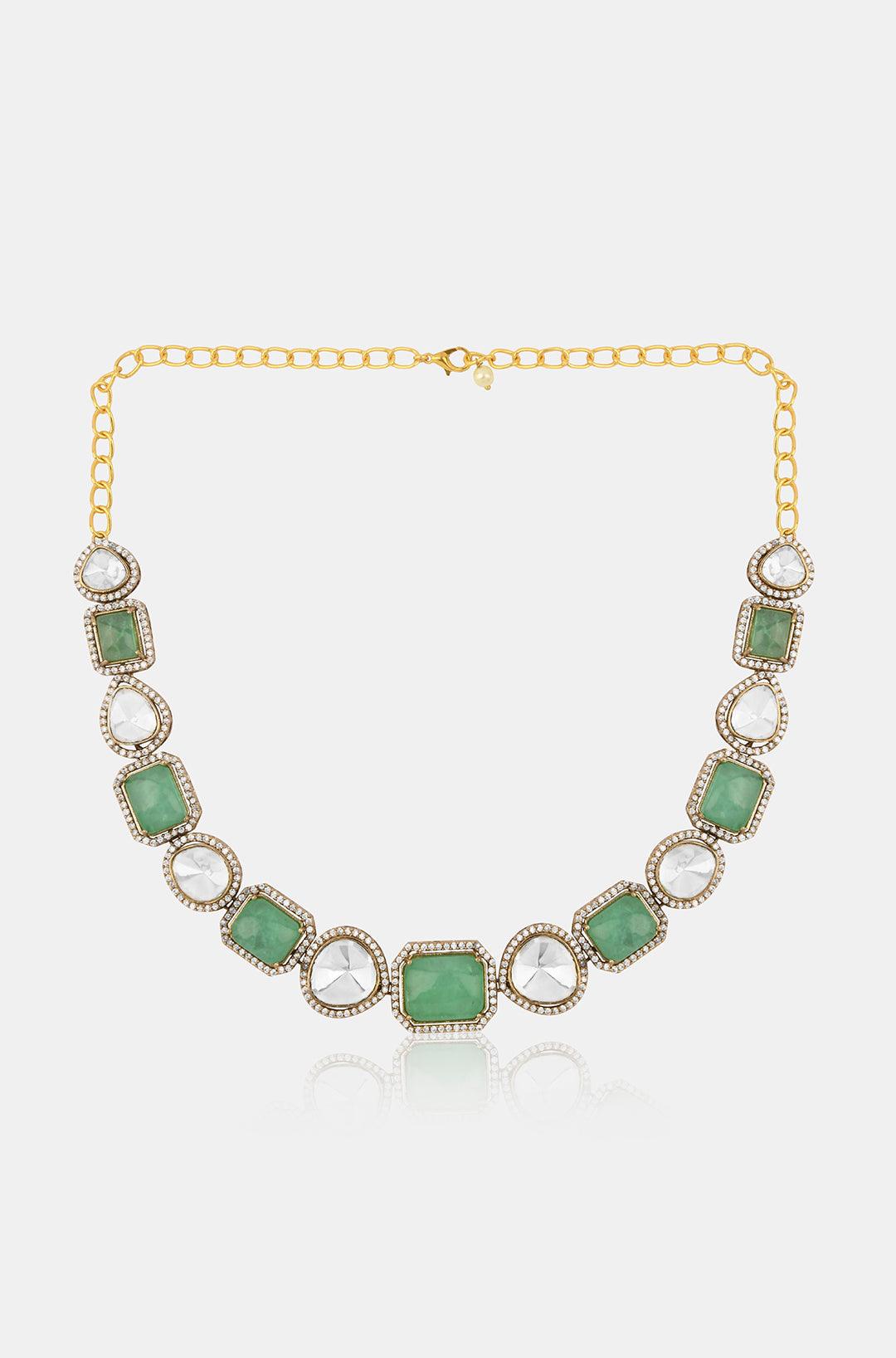 Regal Mint Polki Delight Necklace - Dyulokha
