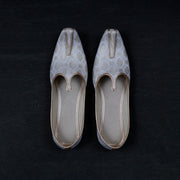 White Textured Handcrafted Mojari Flats