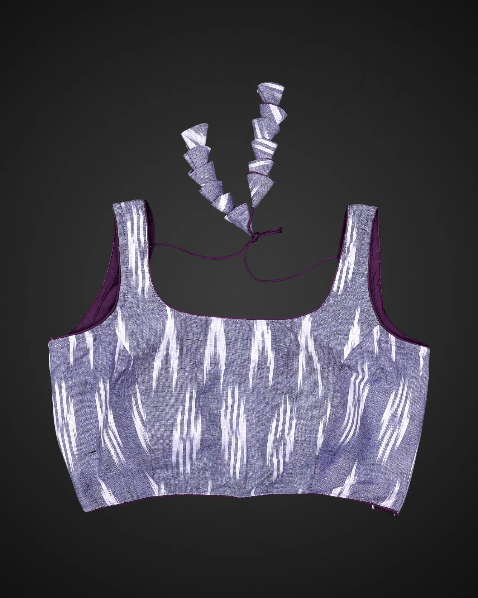 Cotton U Neck Blouse with Back Closure