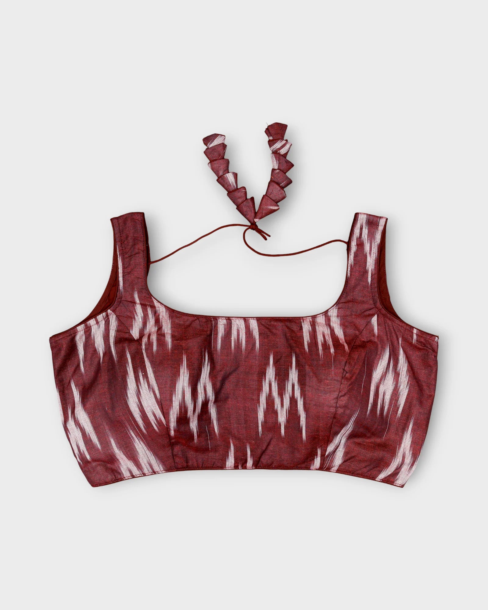 Cotton U Neck Blouse with Back Closure
