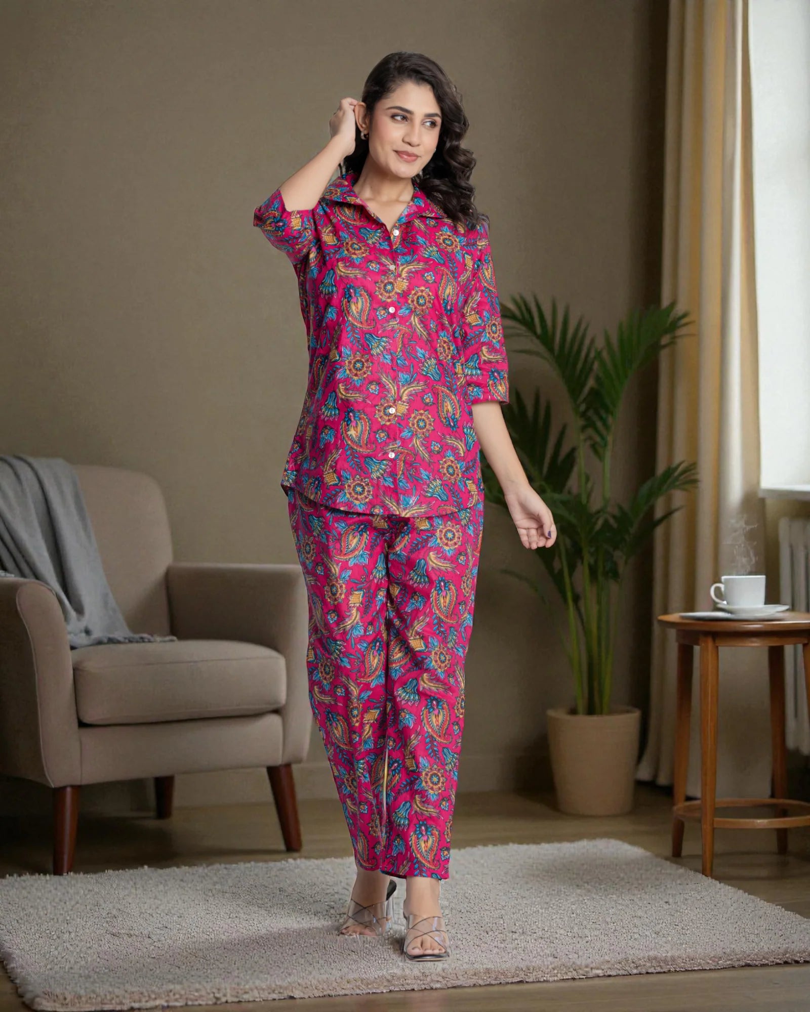 Floral Cord Set With Elegant Embroidery