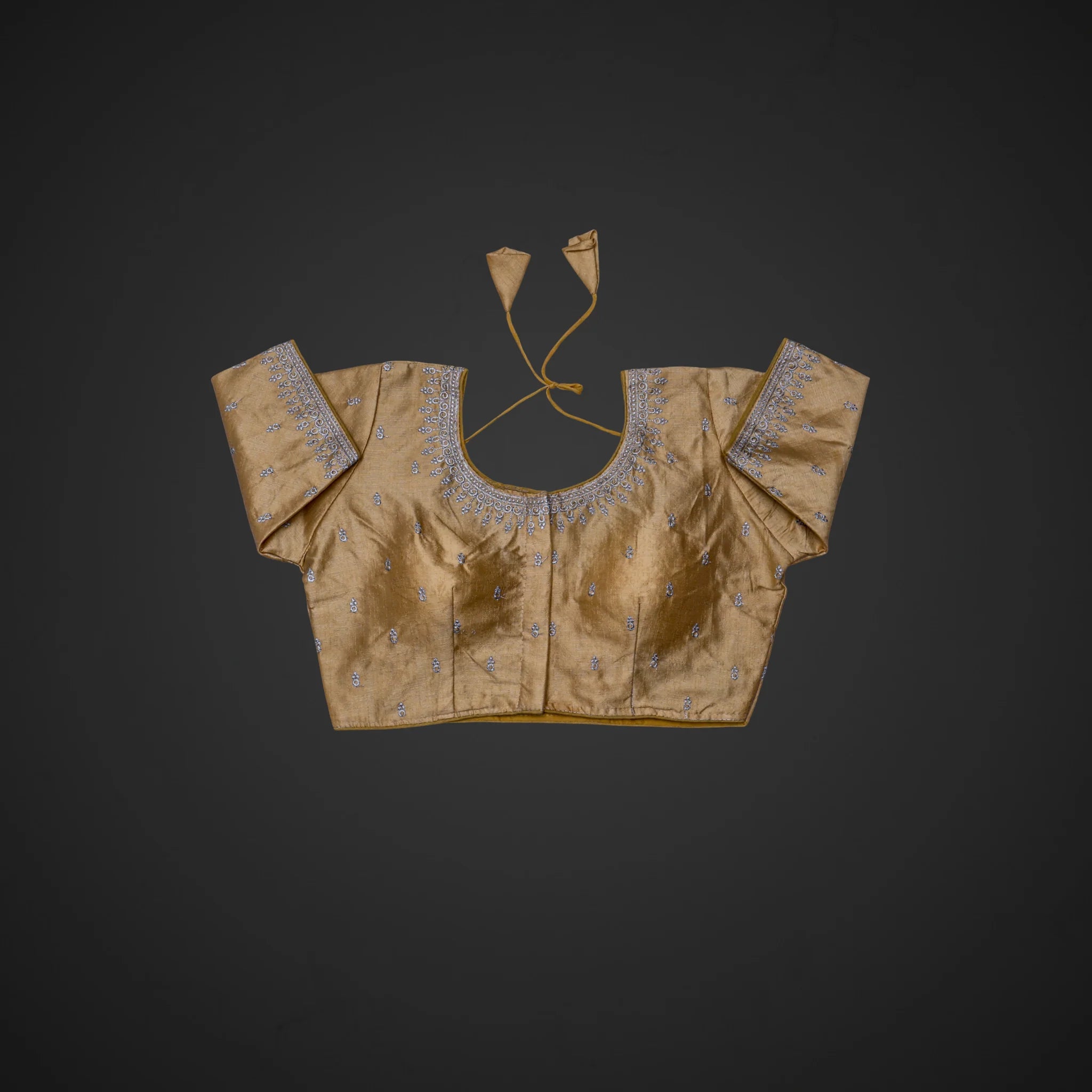 Silver Silk Zari Embroidered Readymade Blouse