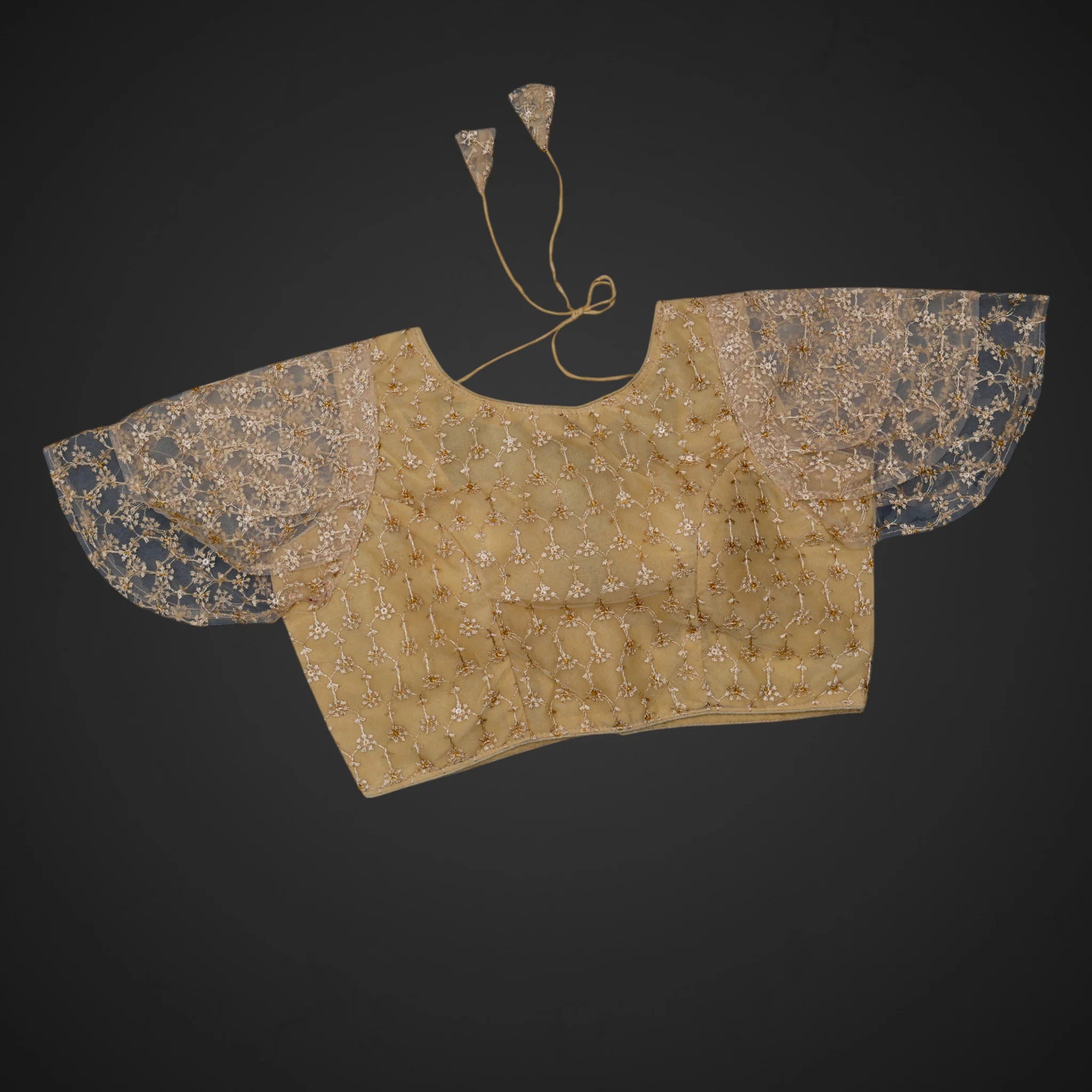 Embroidered Ruffle Sleeve Cotton Readymade Blouse