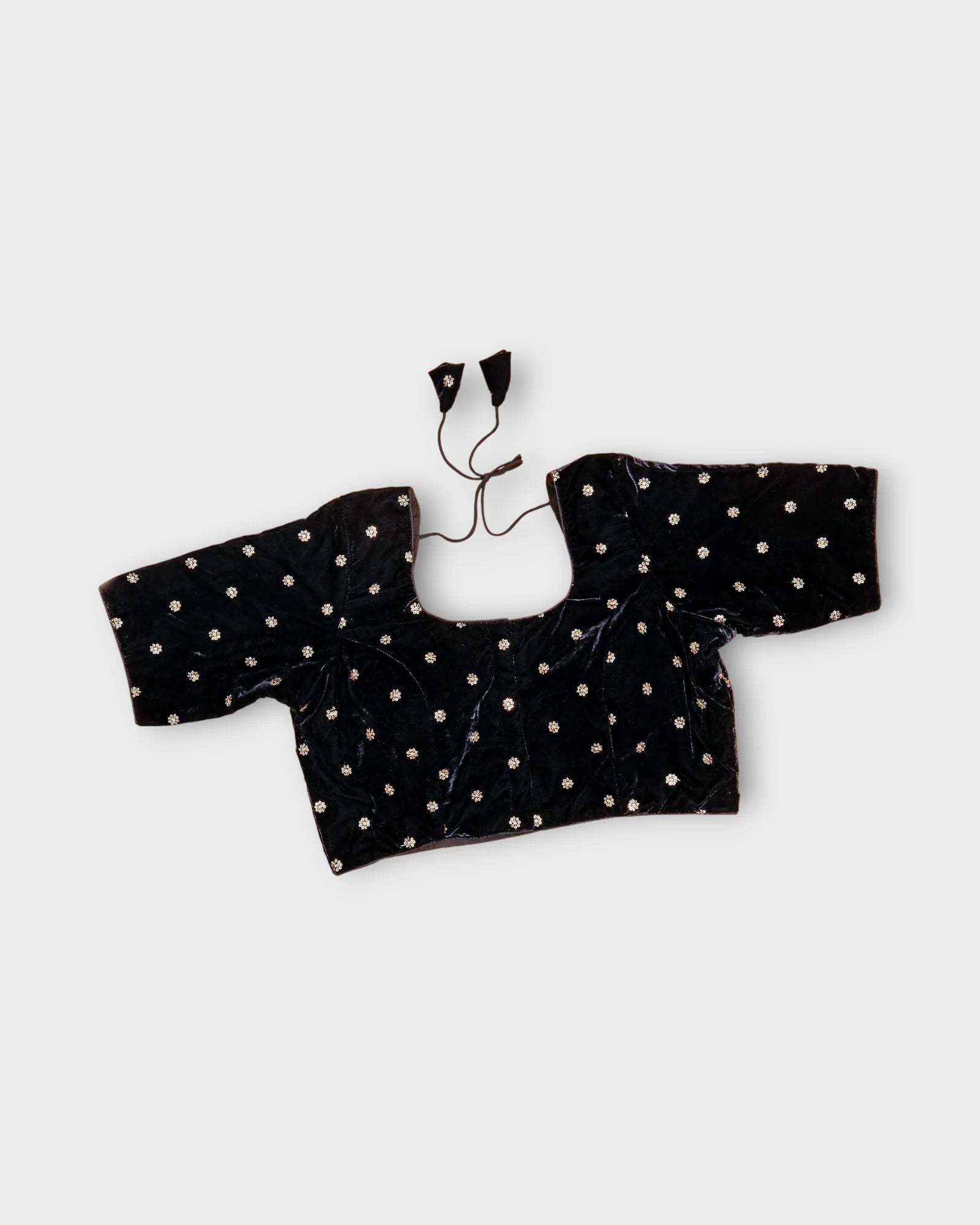 Velvet Deep Back Half Sleeve Blouse