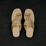 Beige Open Toe Ethnic Flats