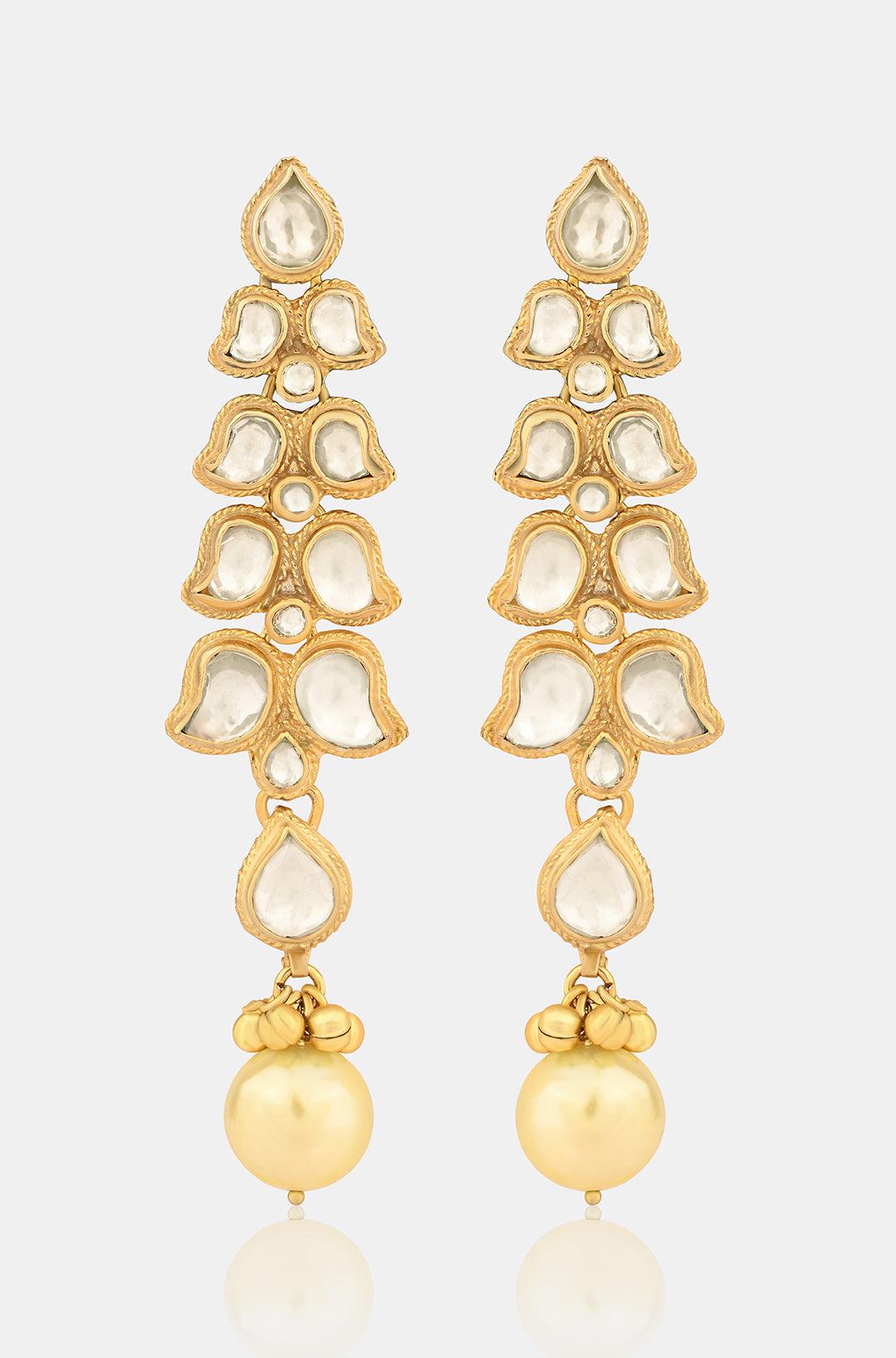 Kundan Pearl Drop Earrings - Dyulokha