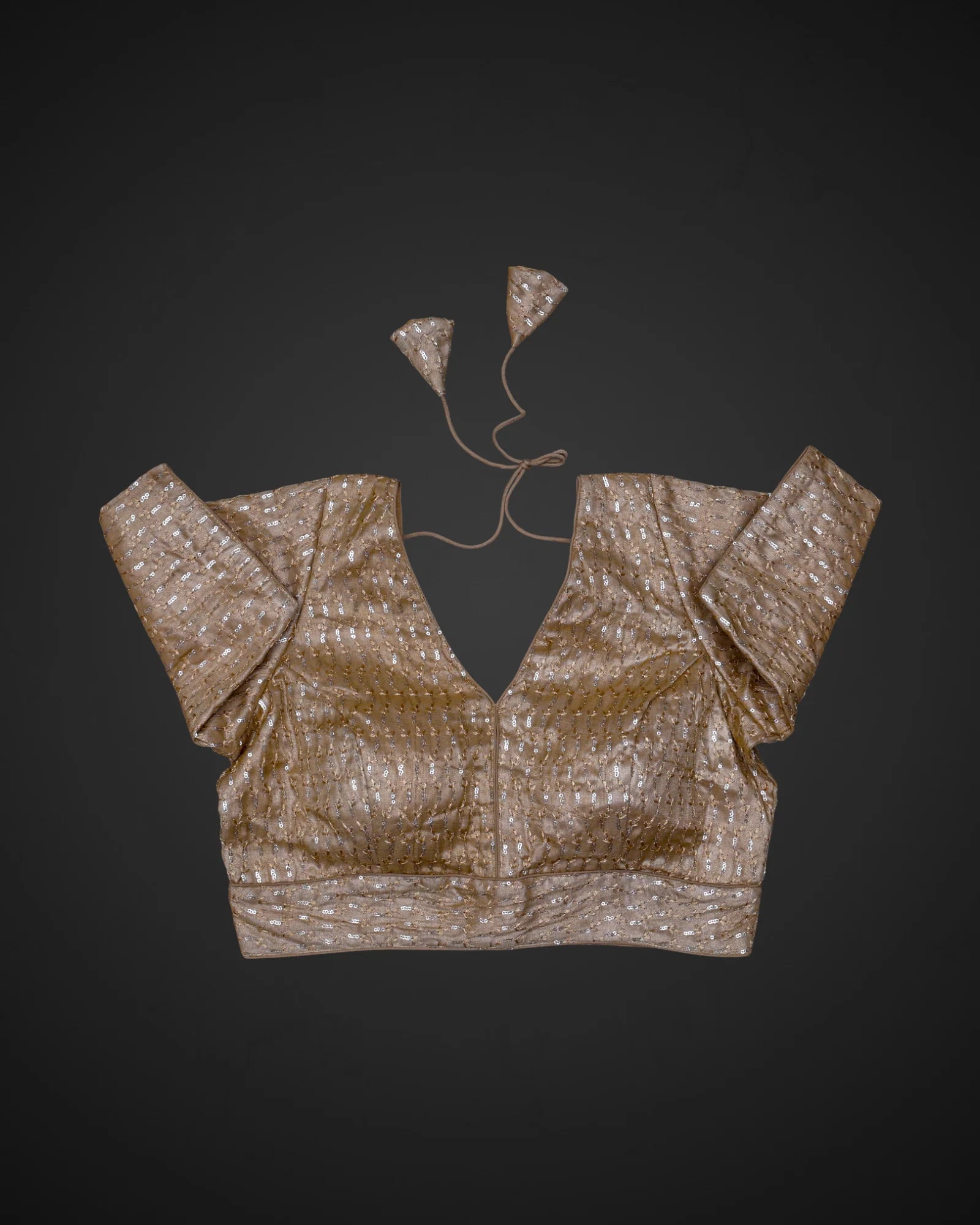 Tissue V Neck Deep Back Readymade Blouse
