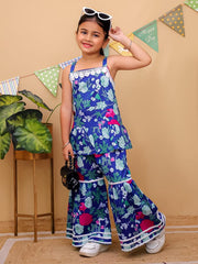 Floral Lace Ruffle Cotton Palazzo Suit