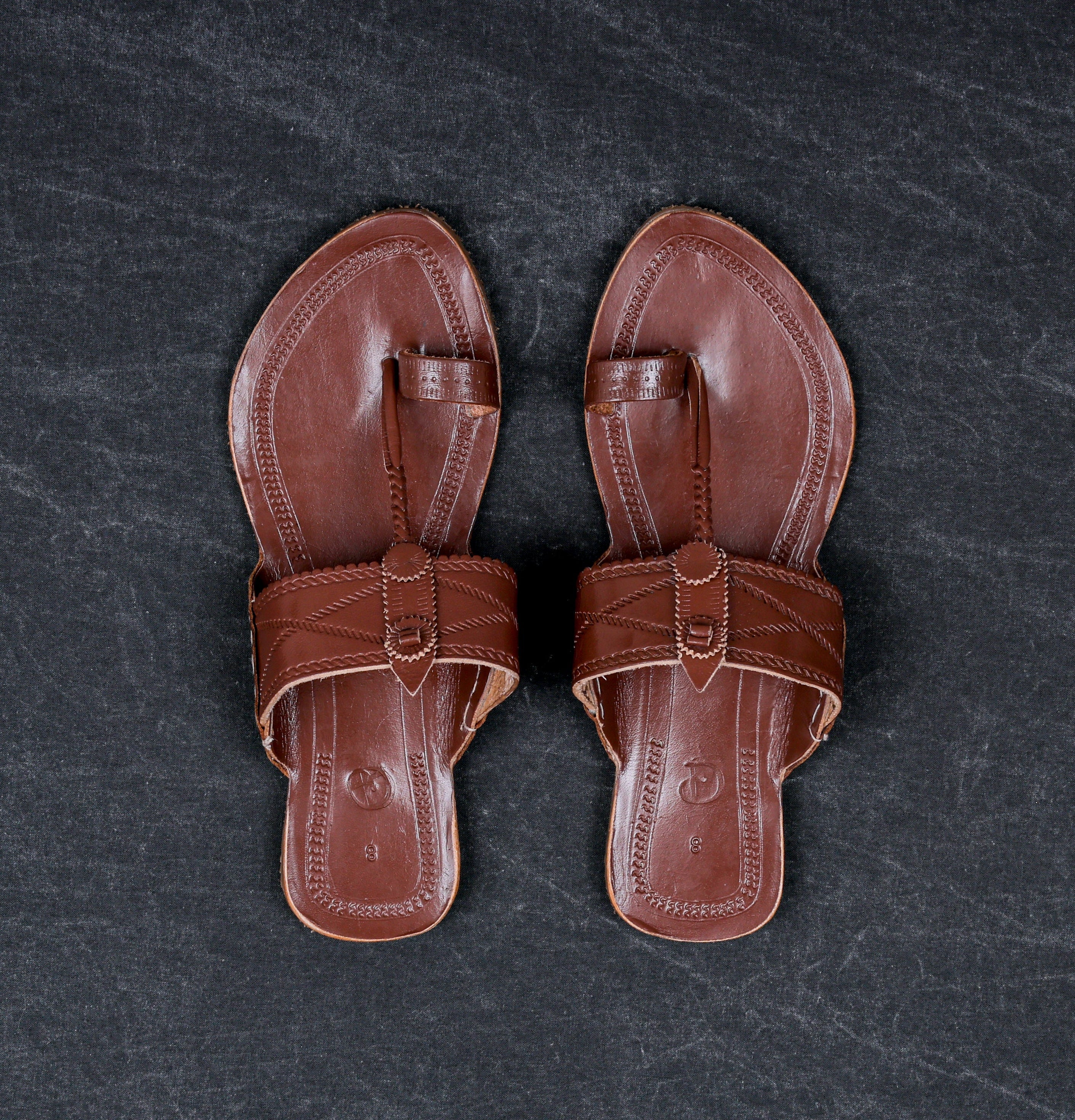 Premium Dark Brown Patent Kolhapuri Chappal