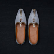 White Textured Ethnic Mojari