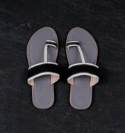 Two Tone Grey Artisan Kolhapuri Sandals