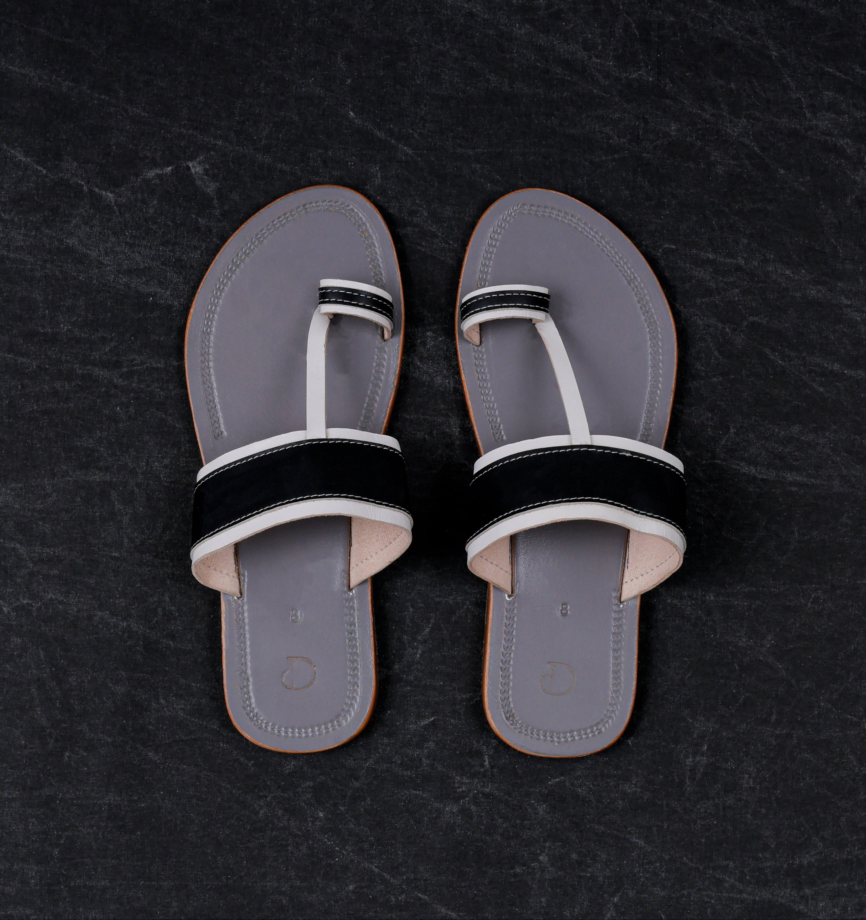 Two Tone Grey Artisan Kolhapuri Sandals