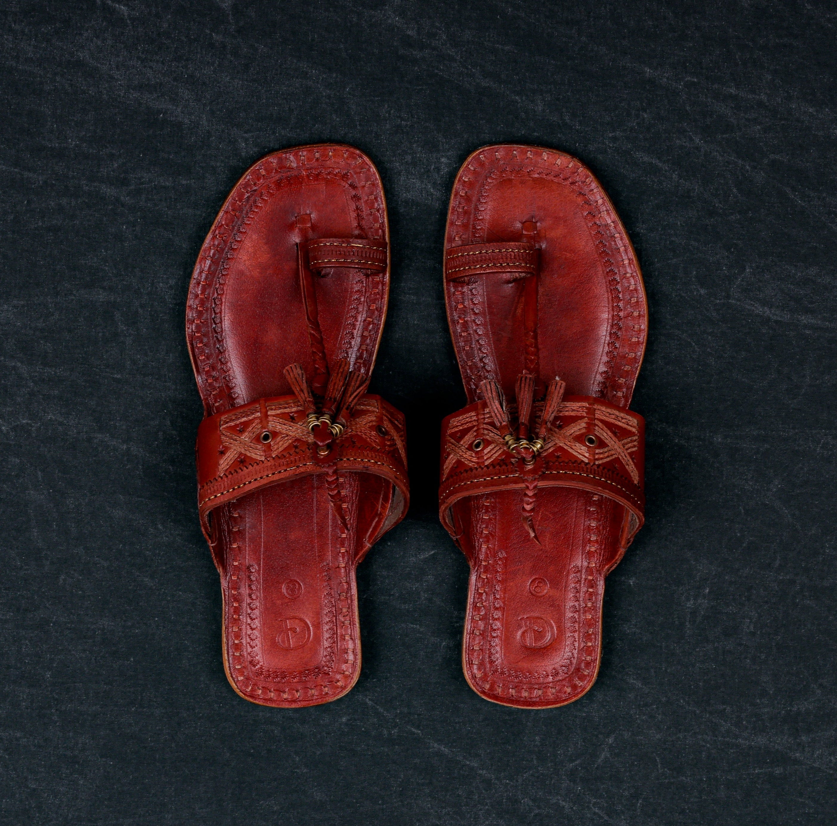 Dark Camel Leather Kolhapuri Sandals