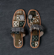 Green Two Tone Ethnic Flats