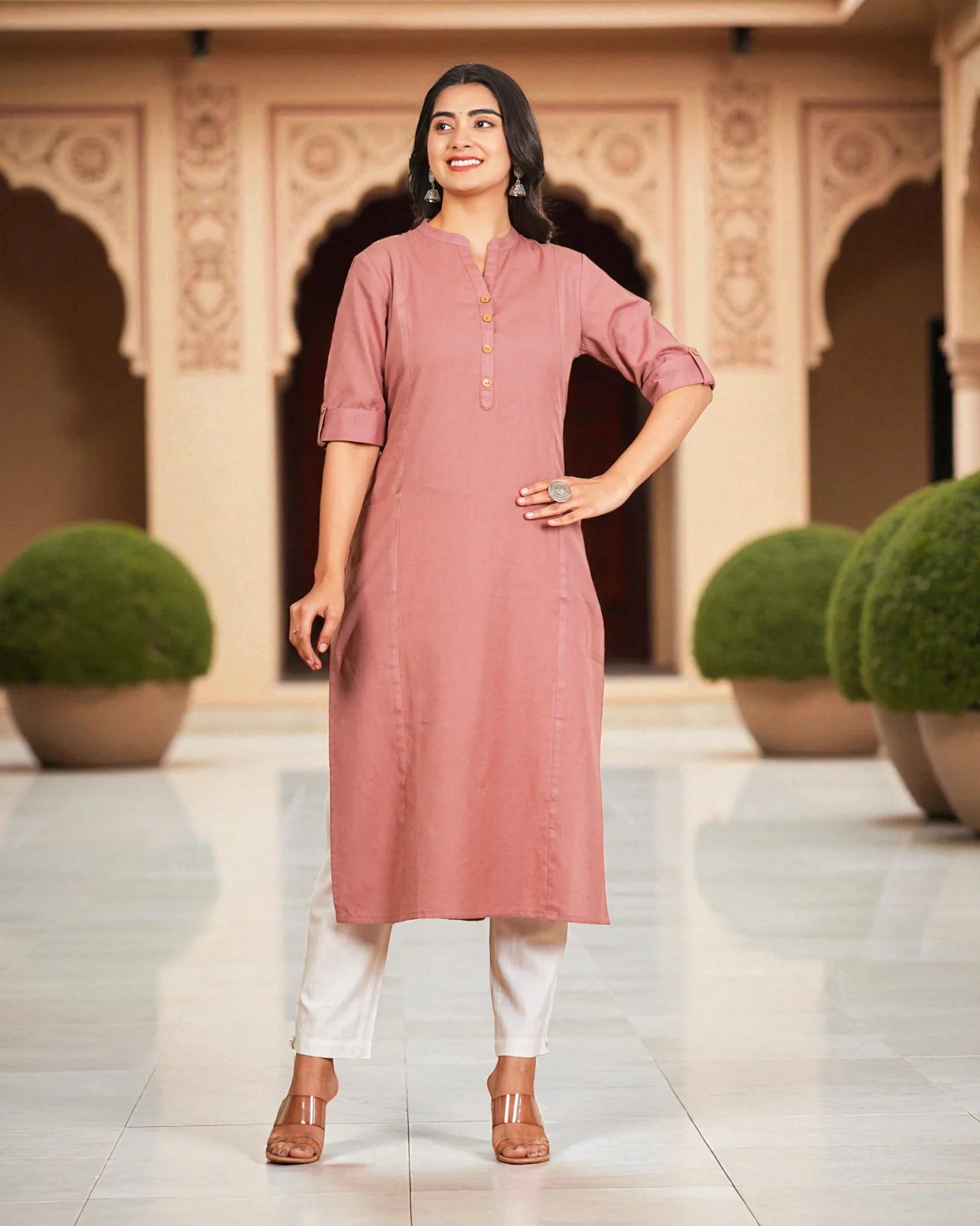 Fusion Cotton Embroidered Kurta