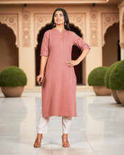 Fusion Cotton Embroidered Kurta