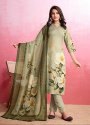 Beige Chanderi Silk Rose Blossom Kurta Set