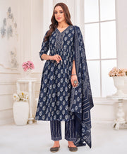Cotton Thread Embroidered Kurta Set