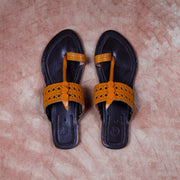 Two Tone Dark Brown Leather Ethnic Flats
