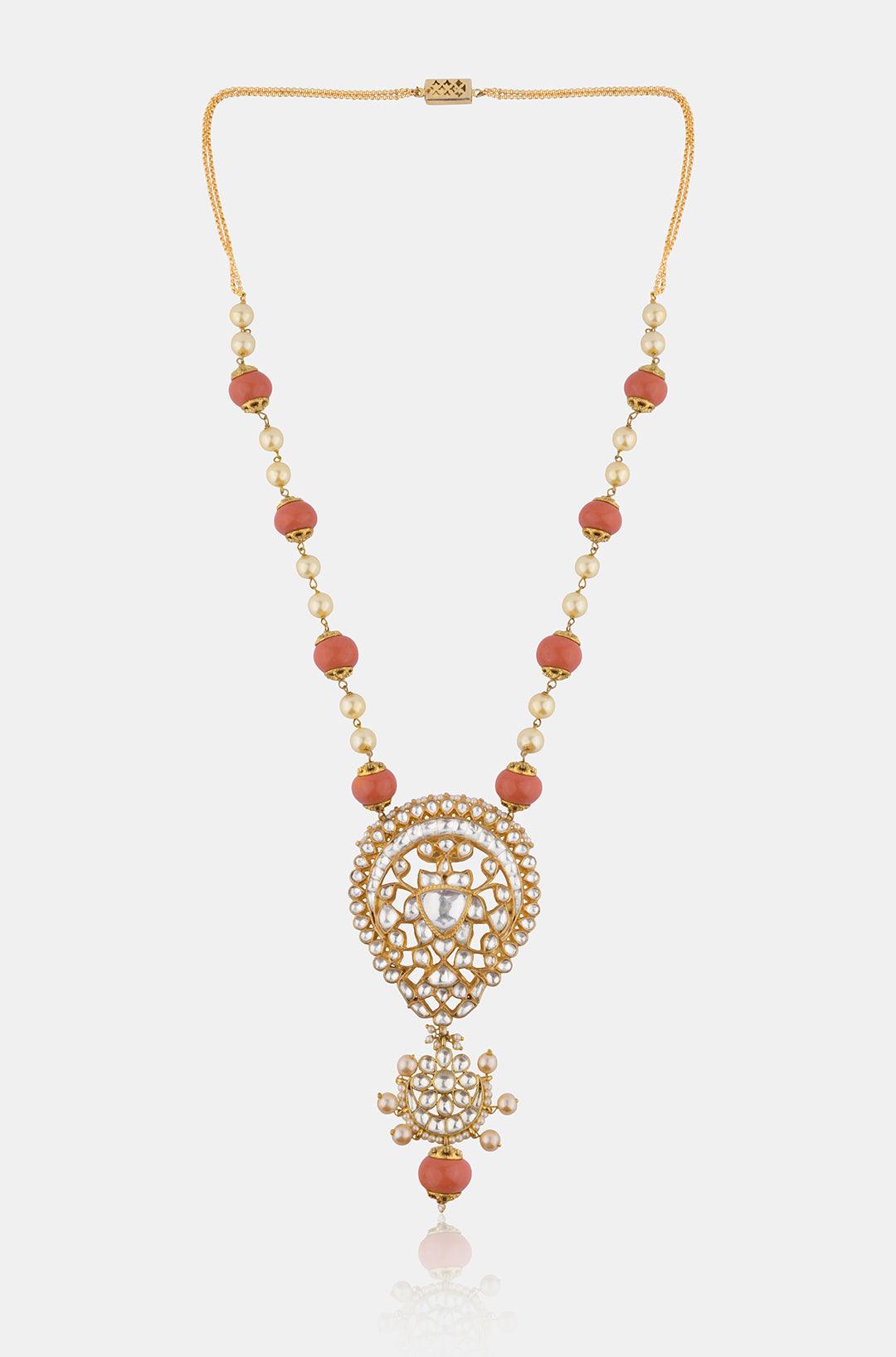 Coral Stones & Pearls Harmony Necklace - Dyulokha
