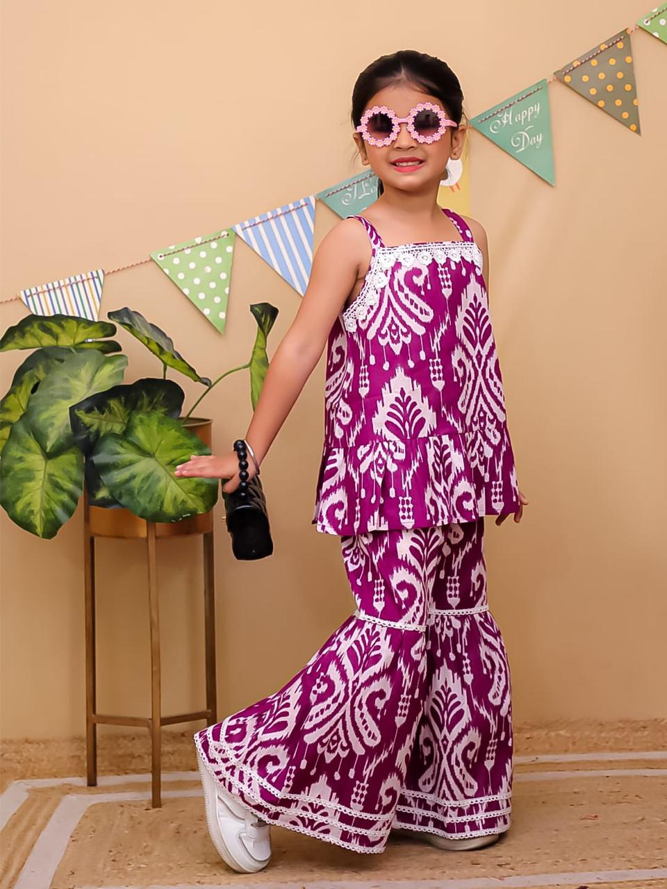 Floral Printed Ruffled Cotton Palazzo Set