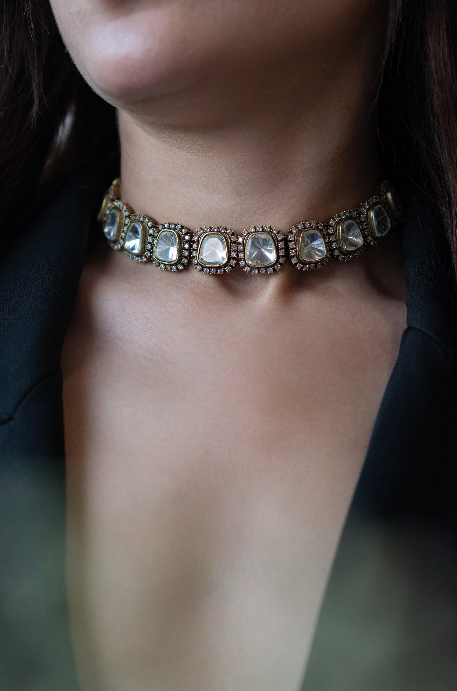 Dazzling Polki Necklace Set - Dyulokha