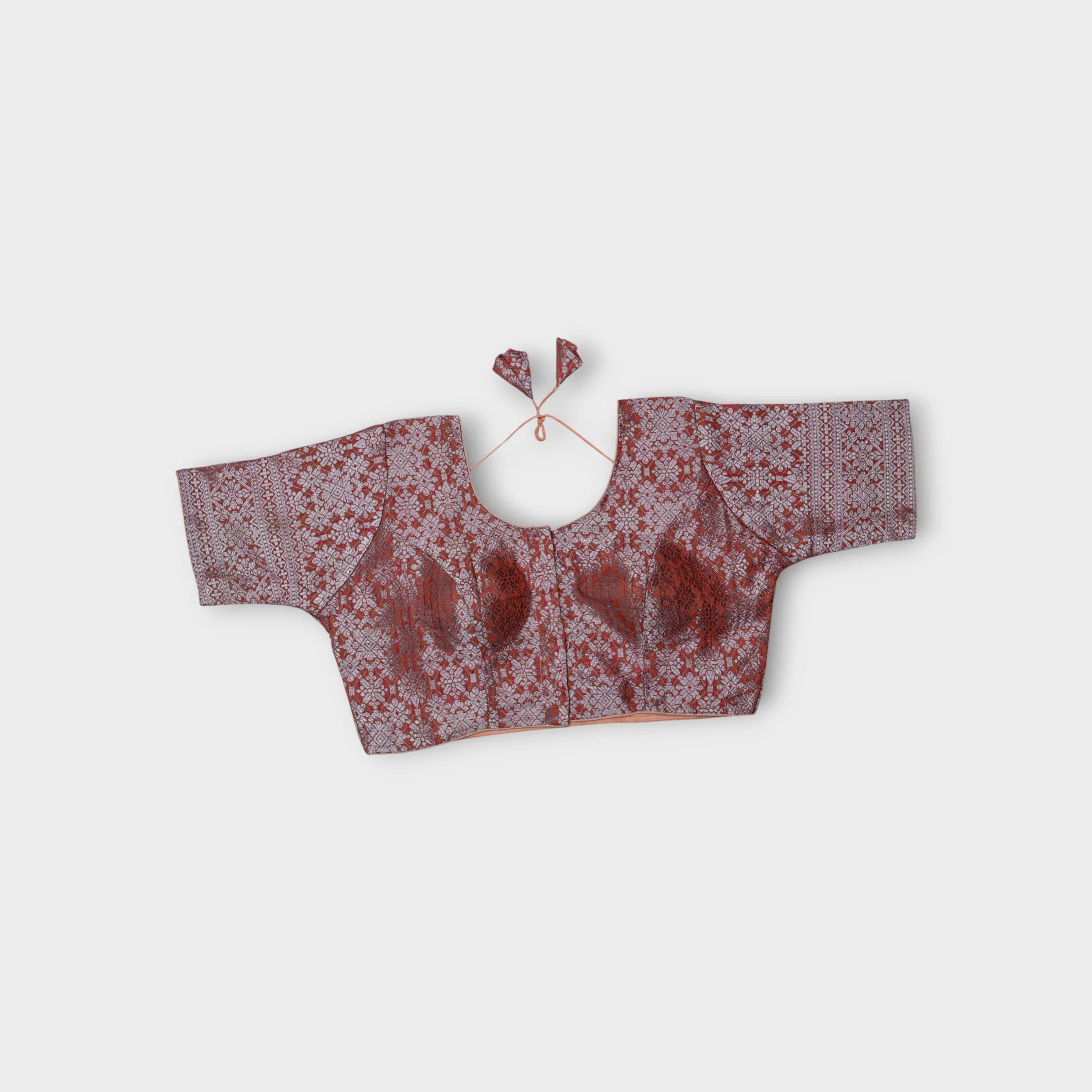 Silver Brocade Silk Jacquard Readymade Blouse