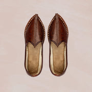 Dark Brown Almond Rexine Ethnic Mojaris