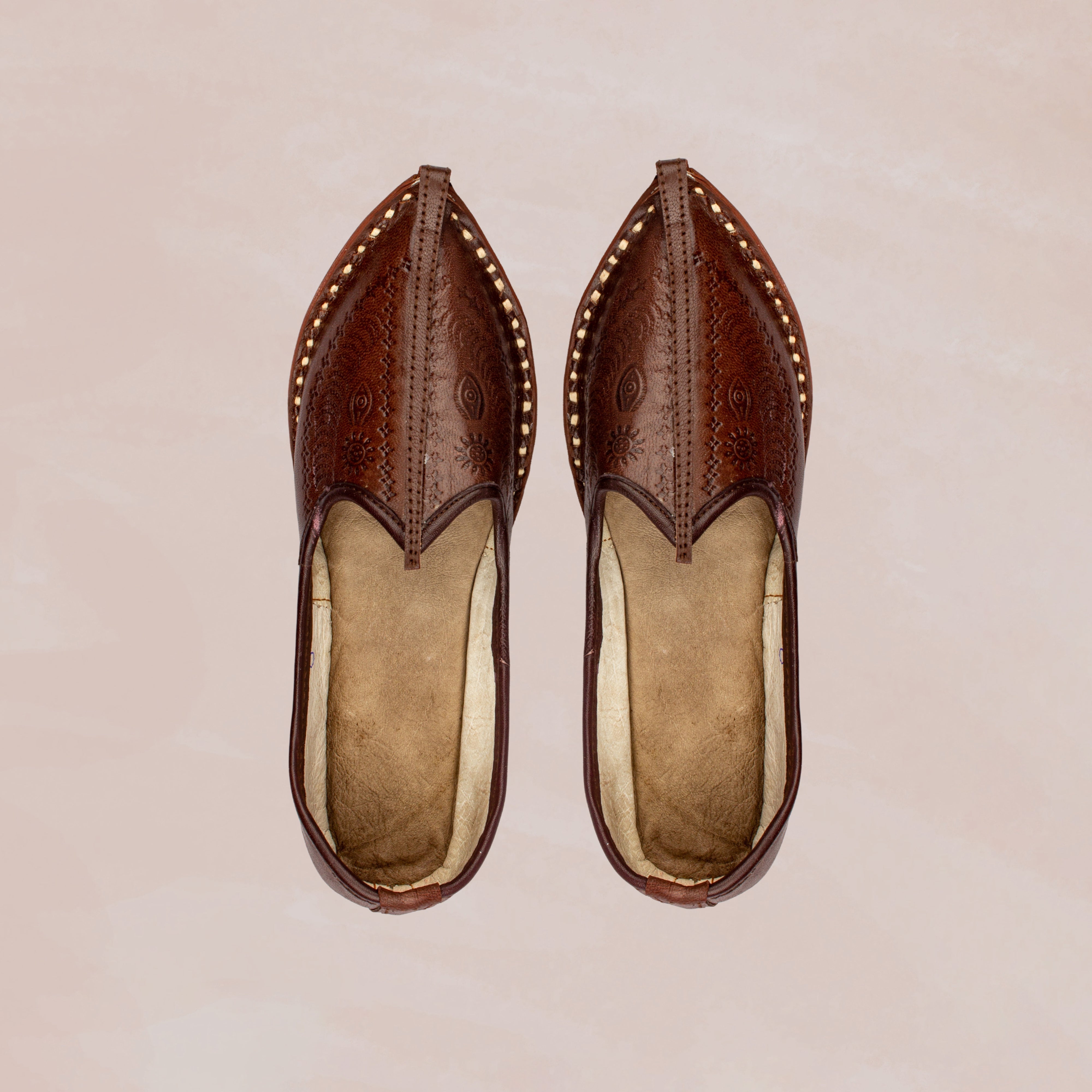 Dark Brown Almond Rexine Ethnic Mojaris