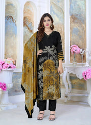 Black Beaded Chinon Silk Kurta Set