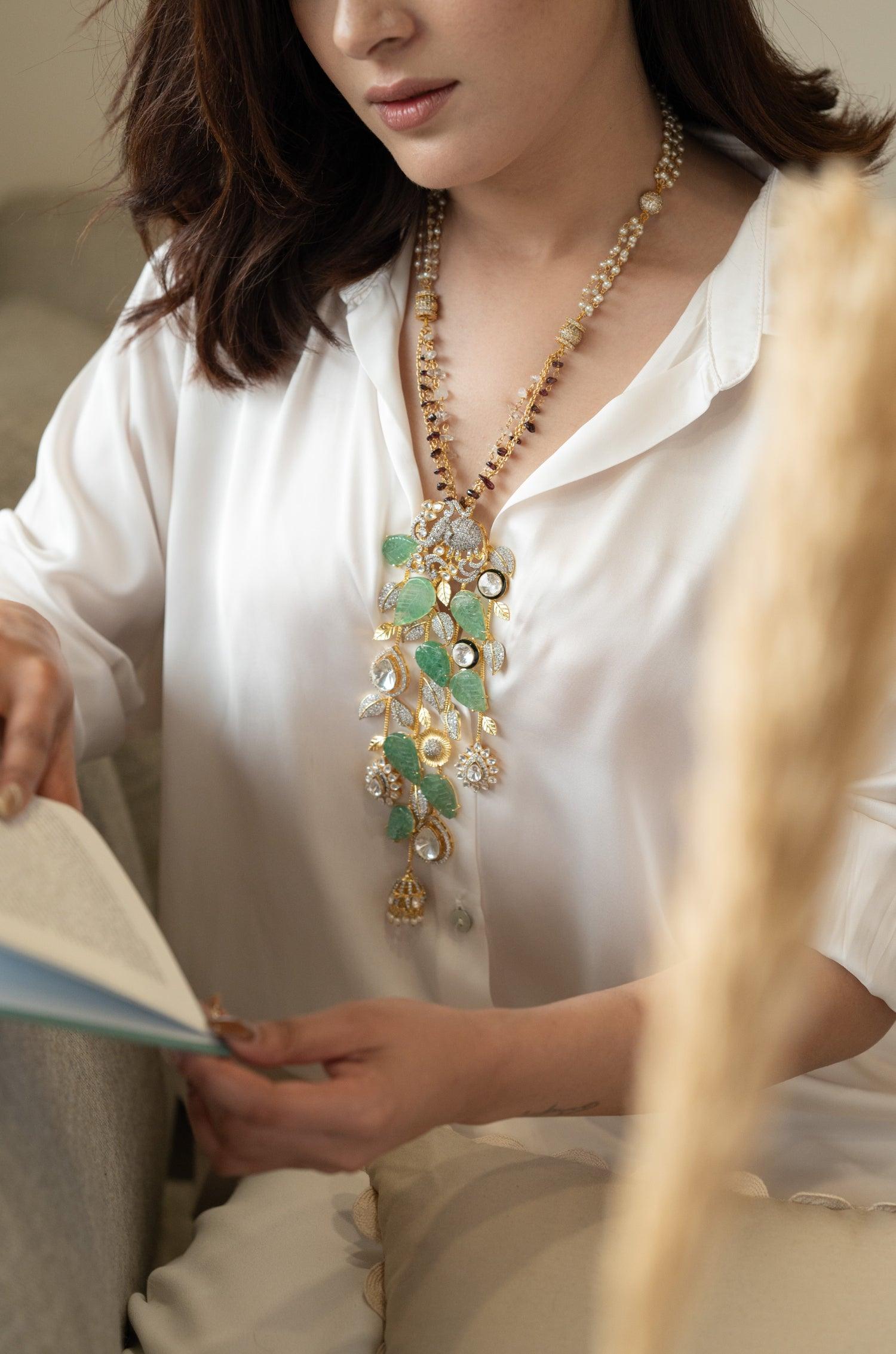 Mint and Pearl Harmony Necklace Set - Dyulokha