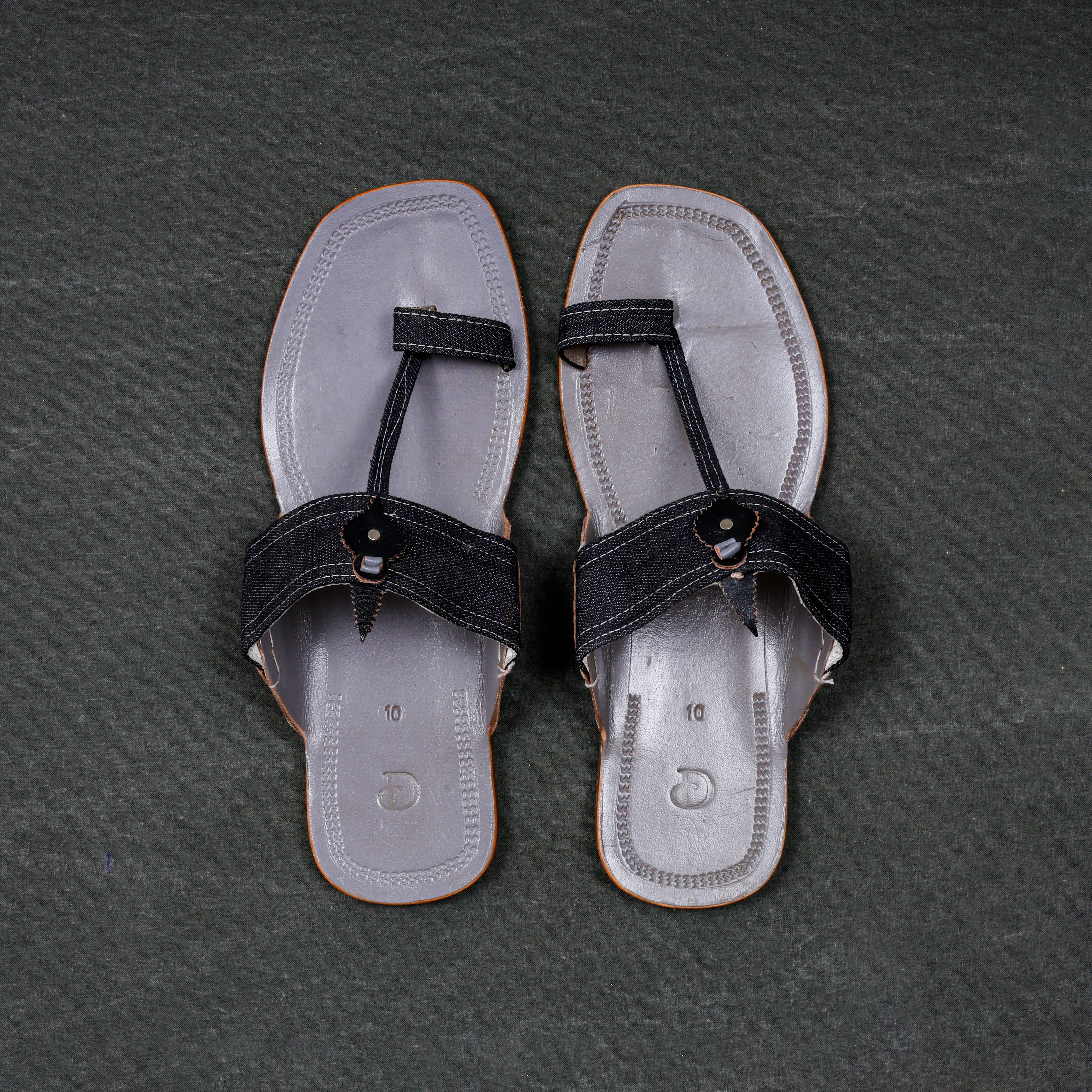 Grey Premium Leather Kolhapuri Sandals